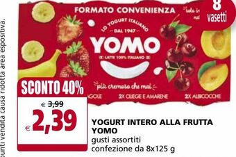 Il Gigante Yogurt intero alla frutta yomo offerta