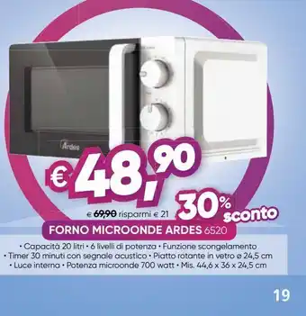 Il Gigante Forno microonde ardes 6520 offerta