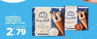Deco Superfreddo Sammontana cinque stelle 6 coni gelato vari gusti g 450 offerta