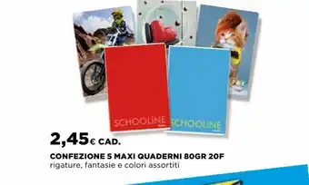 Coop Confezione 5 maxi quaderni 80 gr 20f offerta