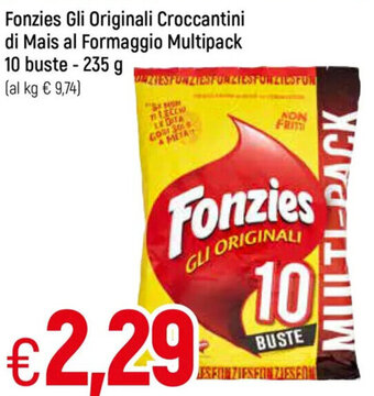 Galassia Fonzies Gli Originali Croccantini di Mais al Formaggio Multipack 10 buste - 235 g offerta