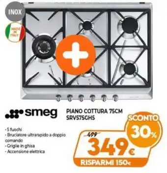 Expert smeg Piano Cottura 75cm SRV575GH5 offerta