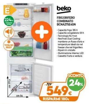 Expert beko Frigorifero Combinato BCNA275E4SN offerta