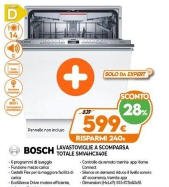 Expert Bosch Lavastoviglie a Scomparsa Totale SMV4HCX40E offerta