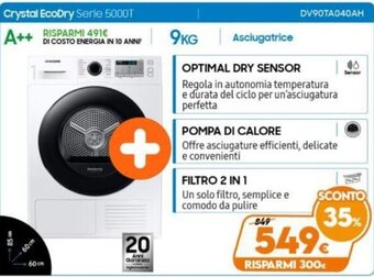 Expert Samsung Crystal EcoDry Serie 5000T DV90TA040AH offerta