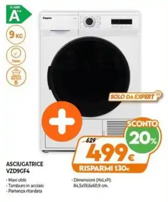 Expert Zoppas Asciugatrice VZD9GF4 offerta