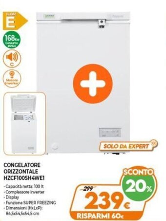 Expert Zoppas Congelatore Orizzontale HZCF100SH4WE1 offerta