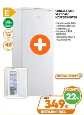 Expert Zoppas Congelatore Verticale HZUR218SH5WE0 offerta