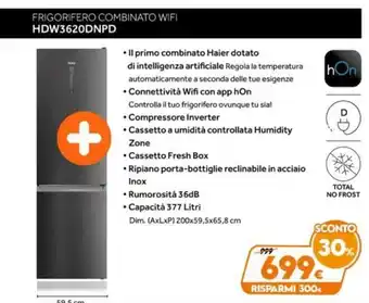 Expert Haier Frigorifero Combinato Wifi HDW3620DNPD offerta