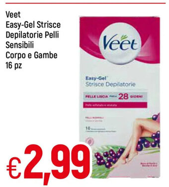 Galassia Veet Easy-Gel Strisce Depilatorie Pelli Sensibili Corpo e Gambe 16 pz offerta
