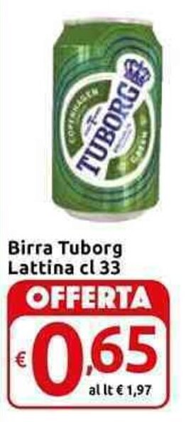 Carrefour Express Tuborg Birra Lattina cl 33 offerta