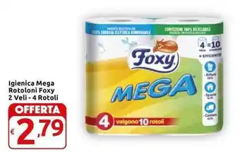 Carrefour Express Foxy Igienica Mega Rotoloni 2 Veli - 4 Rotoli offerta