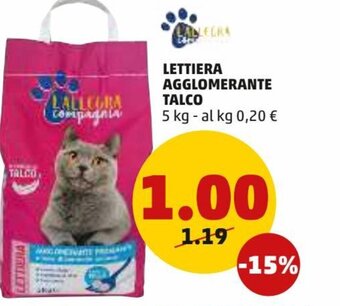 PENNY Lettiera Agglomerante Talco 5 kg offerta