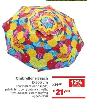 Bricocenter Ombrellone Beach 200 Cm offerta