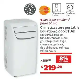 Bricocenter Equation Climatizzatore Portatile Equation 9.000 BTU/h offerta