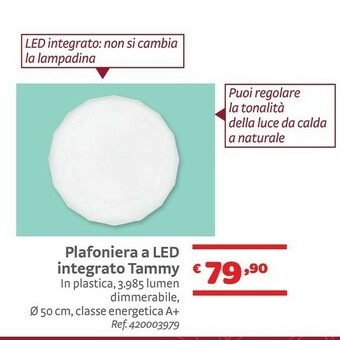 Bricocenter Plafoniera A Led Integrato Tammy offerta