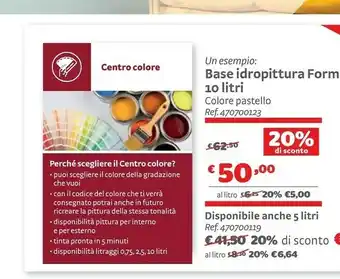 Bricocenter Base Idropittura Form 10 Litri offerta