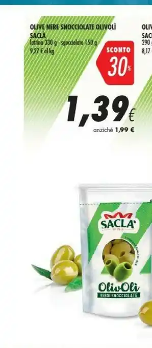 Coop Saclà Sacla Olive Nere Snocciolate Olivoli offerta