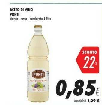 Coop Ponti Aceto Di Vino Bianco 1000 G(ml) offerta