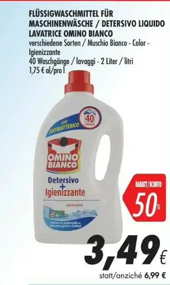 Coop Omino Bianco Detersivo Liquido Lavatrice Muschio Bianco offerta