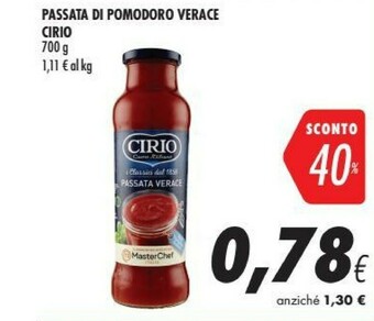 Coop Cirio La Verace Passata 700 G(ml) offerta
