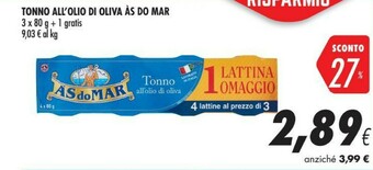 Coop Asdomar Tonno All'Olio Di Oliva 80 G(ml) offerta
