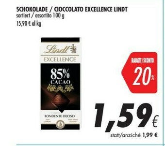 Coop Lindt Excellence 85% Cacao 100 G(ml) offerta