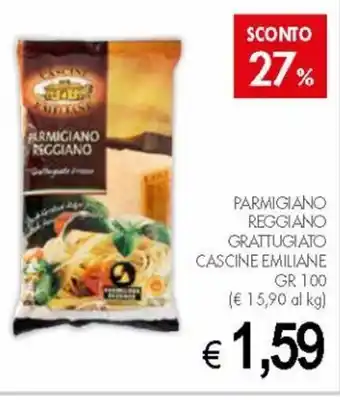 PrestoFresco Parmigiano Reggiano Grattugiato Cascine Emiliane 100 gr offerta
