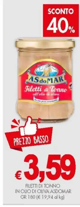 PrestoFresco Asdomar Filetti Di Tonno In Olio Di Oliva 180 gr offerta