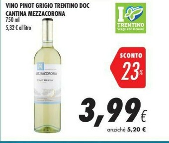 Coop Cantina Mezzacorona Vino Pinot Grigio Trentino Doc offerta