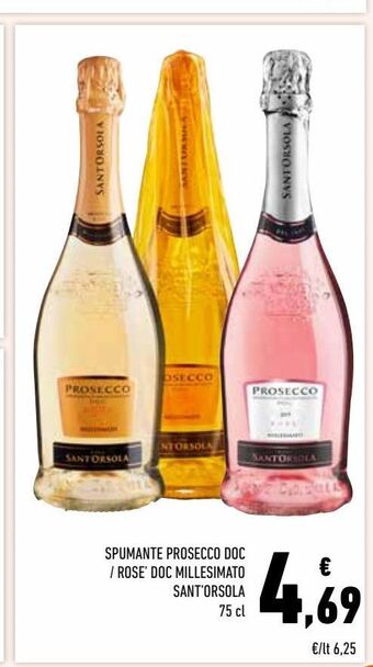 Conad Superstore Spumante prosecco doc/rosè doc millesimato sant'orsola offerta