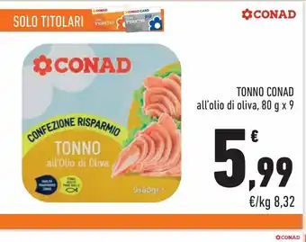Conad City Tonno conad all'olio di oliva 80g x 9 offerta