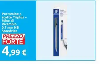 Portamine a scatto triplus + mine di ricambio 0.7 mm hb staedtler