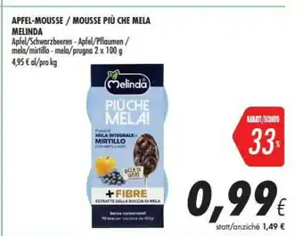 Coop Melinda Mousse 100% Passata Di Mela E Mirtillo 100 G(ml) offerta