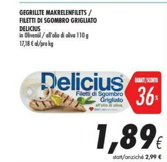 Coop Delicius Filetti di sgombro offerta