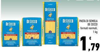 Conad Pasta di semola de cecco formati normali 1 kg offerta