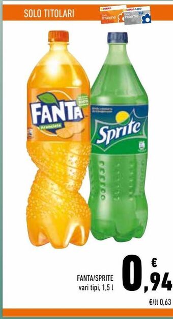 Conad Fanta/sprite vari tipi, 1,5 l offerta