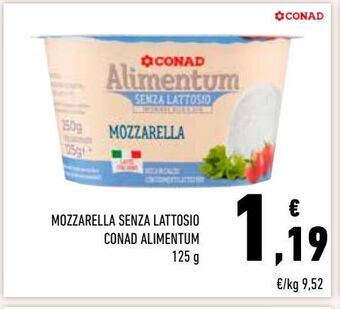 Mozzarella senza lattosio conad alimentum 125 g
