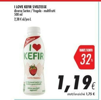 Coop Nestlè Sveltesse I Love Kefir Dalla Tradiziona Caucasica Gusto Fragola offerta