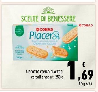 Biscotto conad piacersi cereali e yogurt, 250 g