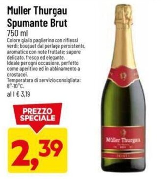 DPiù Muller Thurgau Spumante Brut 750 ml offerta