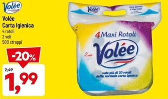 DPiù Volée Carta Igienica 4 rotoli 2 veli 500 strappi offerta