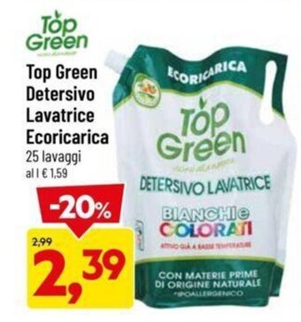 DPiù Top Green Detersivo Lavatrice Ecoricarica 25 lavaggi offerta
