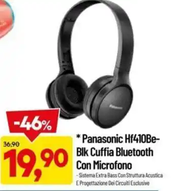 DPiù Panasonic Hf410Be Blk Cuffia Bluetooth Con Microfono offerta