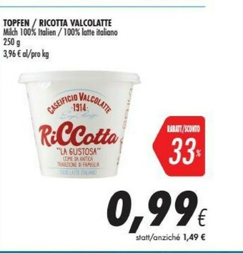 Coop Caseificio valcolatte Riccotta 250 G(ml) offerta