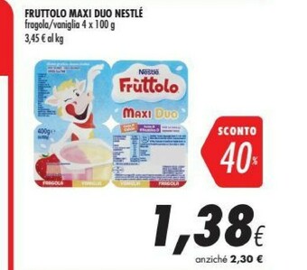 Coop Nestlè Fruttolo Maxi Duo Fragola E Pesca 400 G(ml) offerta