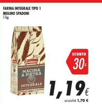 Coop Molino spadoni Farina Integrale Di Grano Tenero Macina A Pietra Integrale 1000 G(ml) offerta