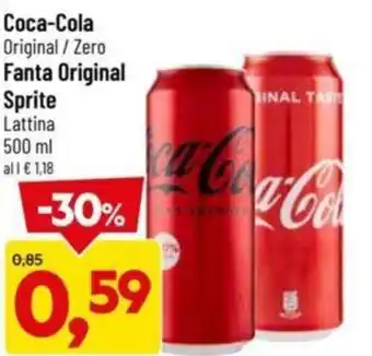 DPiù Coca-Cola Original / Zero Fanta Original Sprite Lattina 500 ml offerta