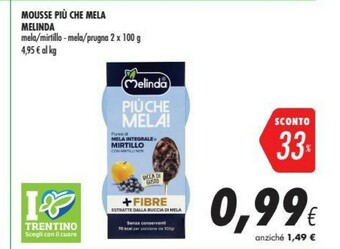 Coop Melinda Mousse 100% Passata Di Mela E Mirtillo 100 G(ml) offerta