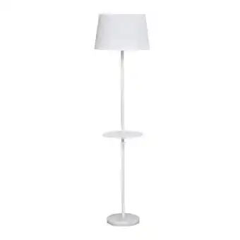 Brico Bravo Lampada da terra con scaffale paralume in tessuto base in marmo rotonda bianco offerta
